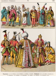 Maurilainen ja turkkilainen mekko, n. 1500, "Trachten der Voelker", 1864